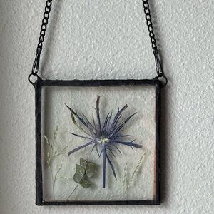Pressed Flower Glass Frame with Chain